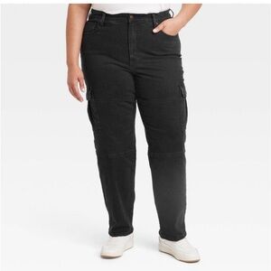 Universal Thread High Rise 90s Straight Cargo Black Jean NWT Size 10